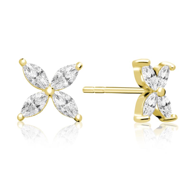 Achara Flower Petal Zirconia Stud Earrings