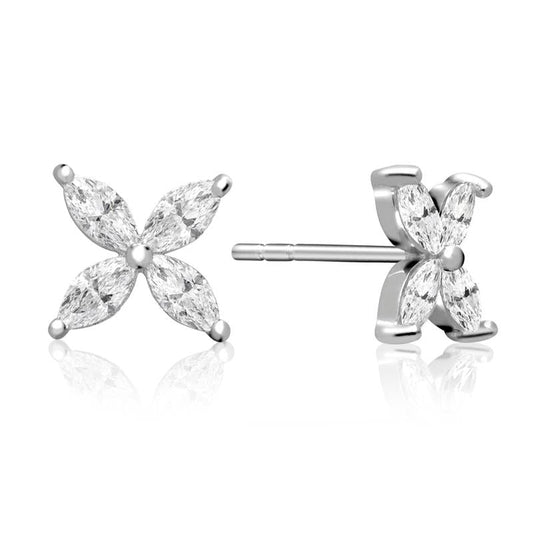 Achara Flower Petal Zirconia Stud Earrings