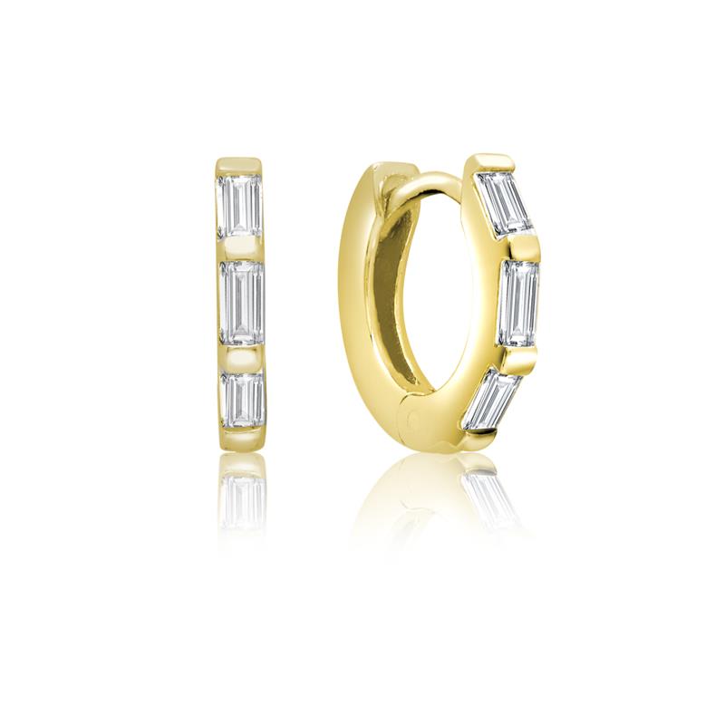 Achara CZ Baguette Huggie Hoop Earrings