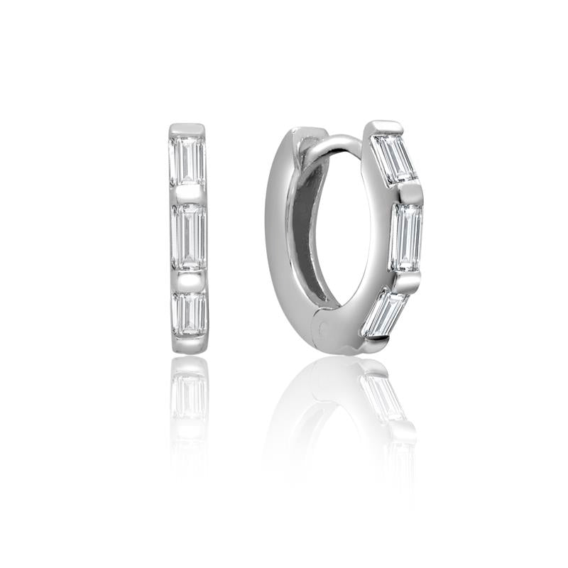 Achara CZ Baguette Huggie Hoop Earrings