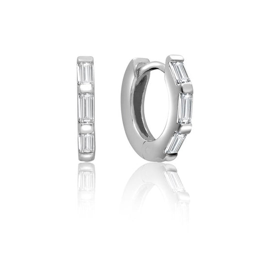 Achara CZ Baguette Huggie Hoop Earrings