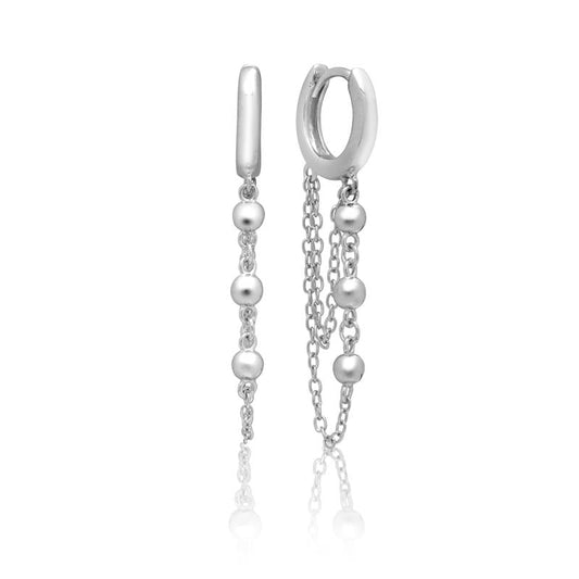 Achara Ball And Chain Drop Huggie Hoop Earrings