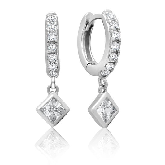 Achara Square Drop Zirconia Huggie Earrings
