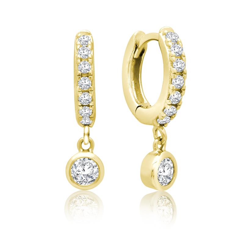 Achara Round Drop Zirconia Huggie Earrings