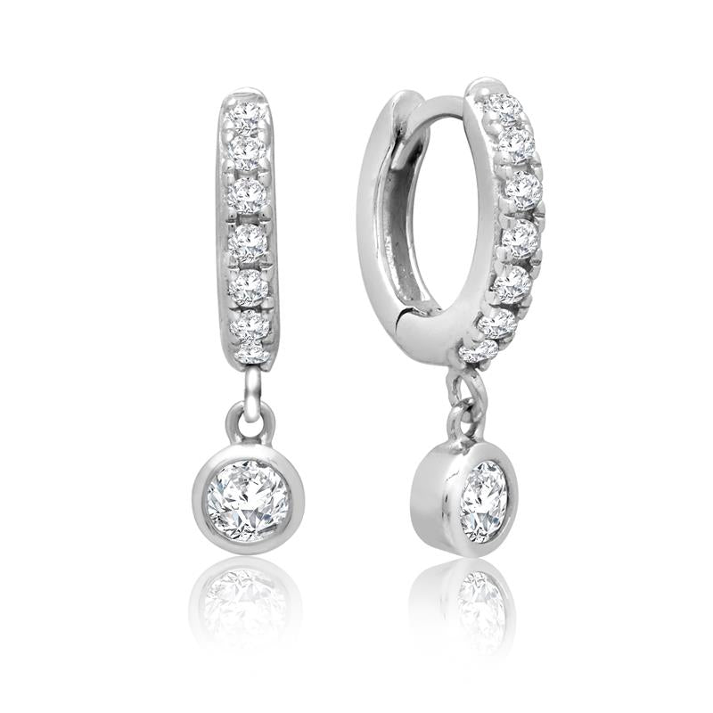 Achara Round Drop Zirconia Huggie Earrings