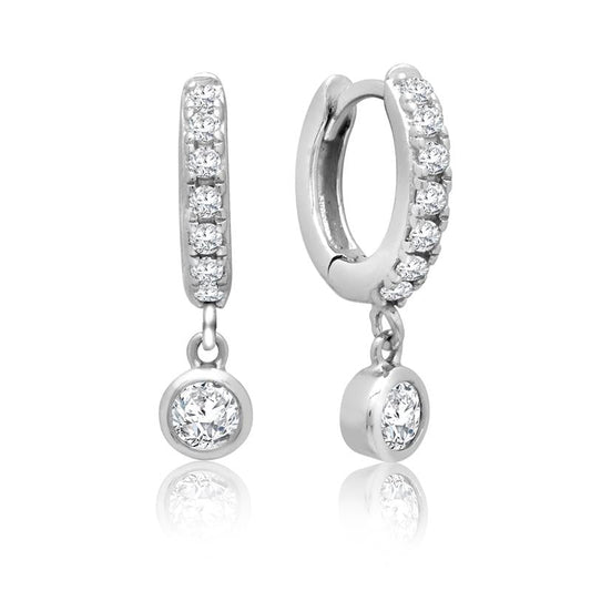 Achara Round Drop Zirconia Huggie Earrings