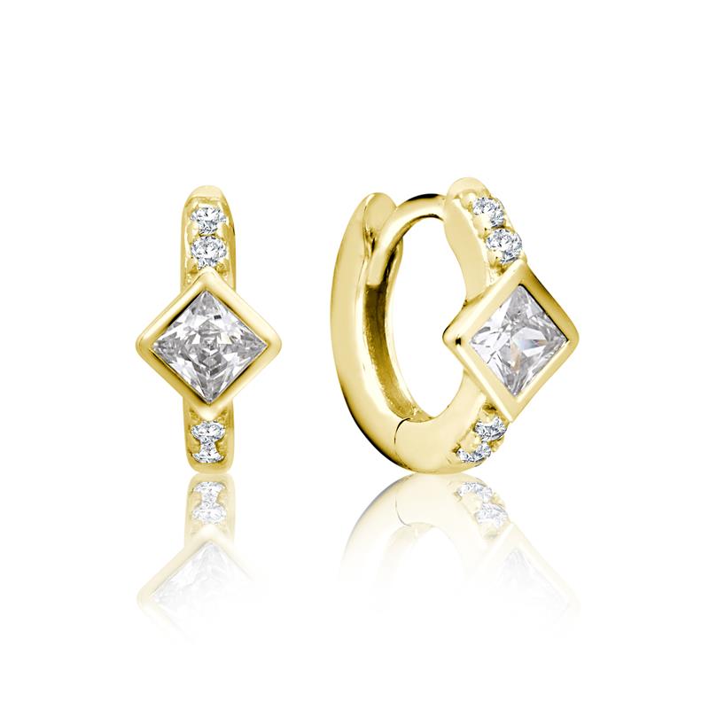 Achara Square Zirconia Small Huggie Earrings
