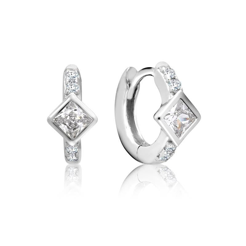 Achara Square Zirconia Small Huggie Earrings