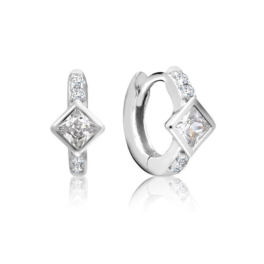 Achara Square Zirconia Small Huggie Earrings