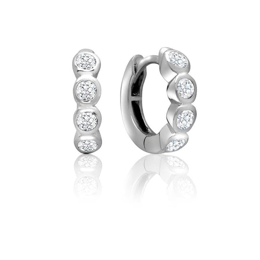 Achara 4 Front Cubic Zirconia Huggie Earrings