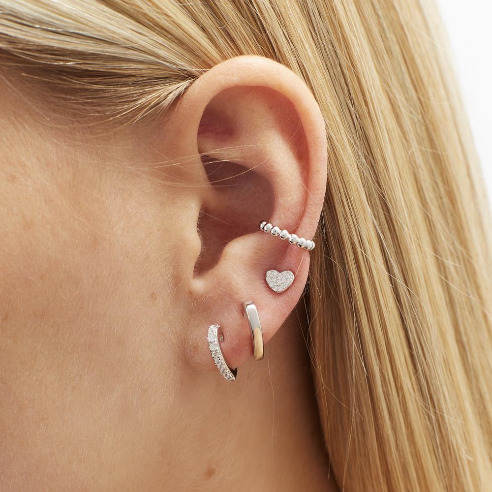 Achara Sparkling Heart Shaped Huggie Earrings