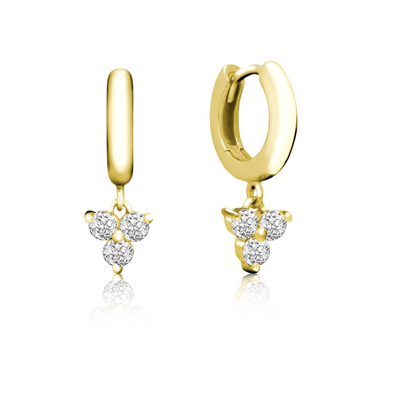 Achara Trinity Zirconia Drop Huggie Hoop Earrings