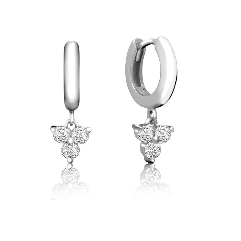 Achara Trinity Zirconia Drop Huggie Hoop Earrings