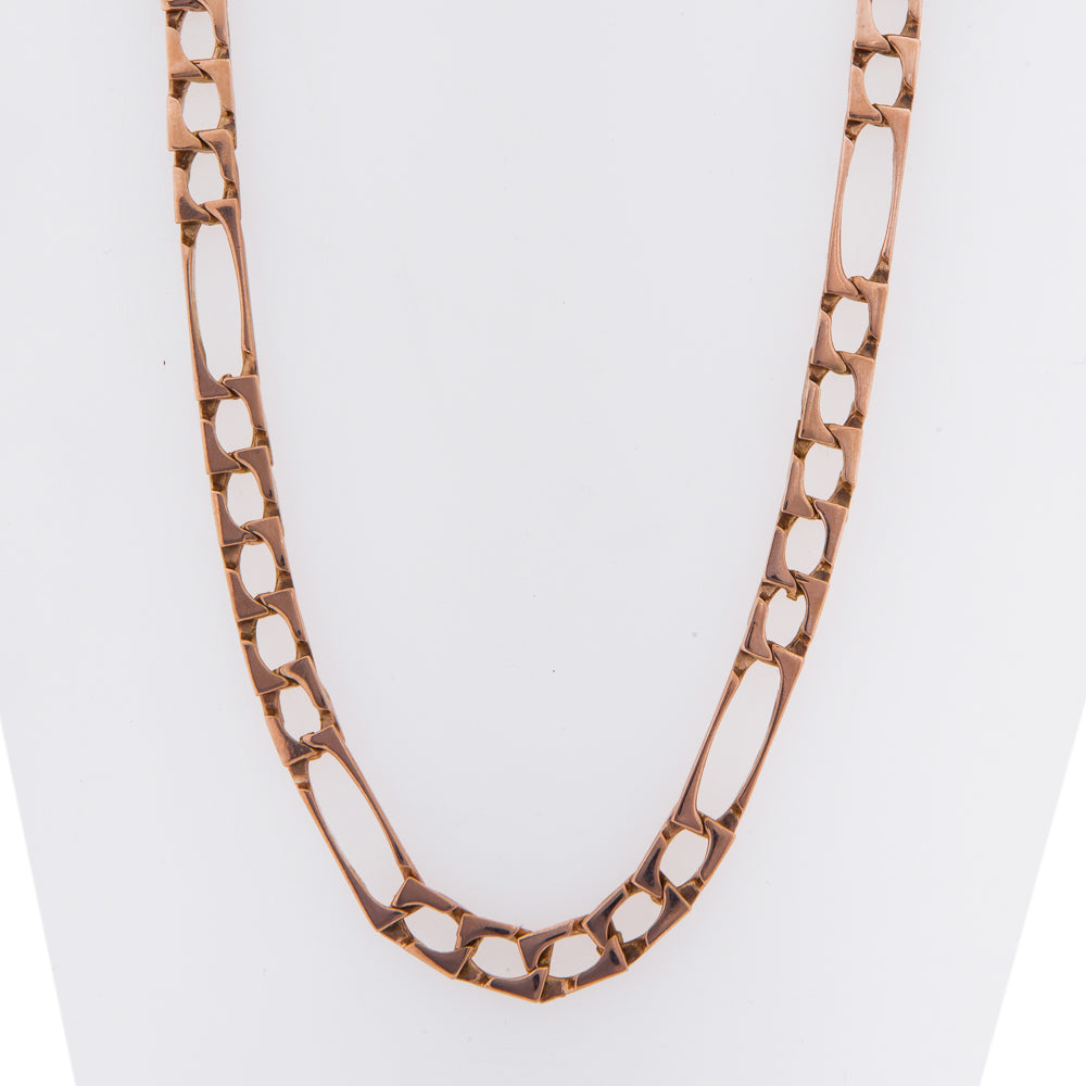 Pre-Owned 9ct Gold 5+1 Square Figaro Necklace 6mm