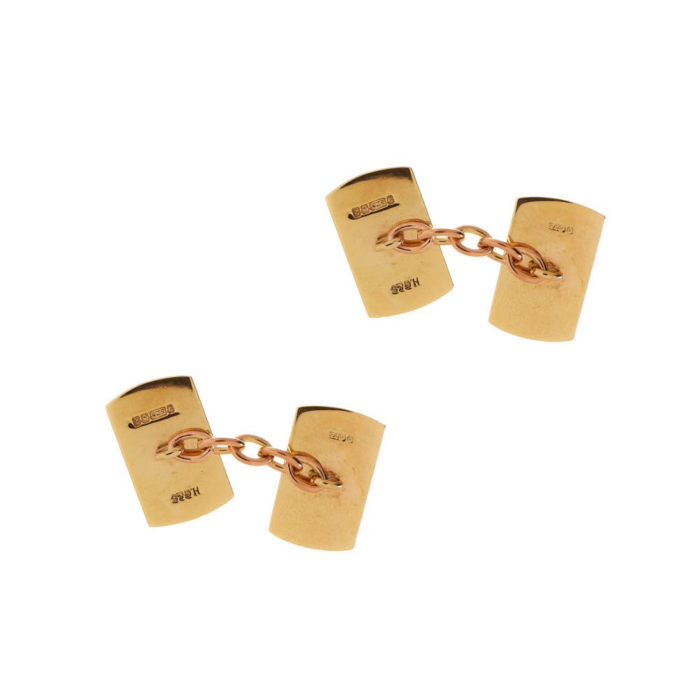 Pre-Owned 9ct Gold Rectangle Sunburst Cufflinks
