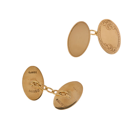 Pre-Owned Gold Oval Chain Link Vintage Cufflinks