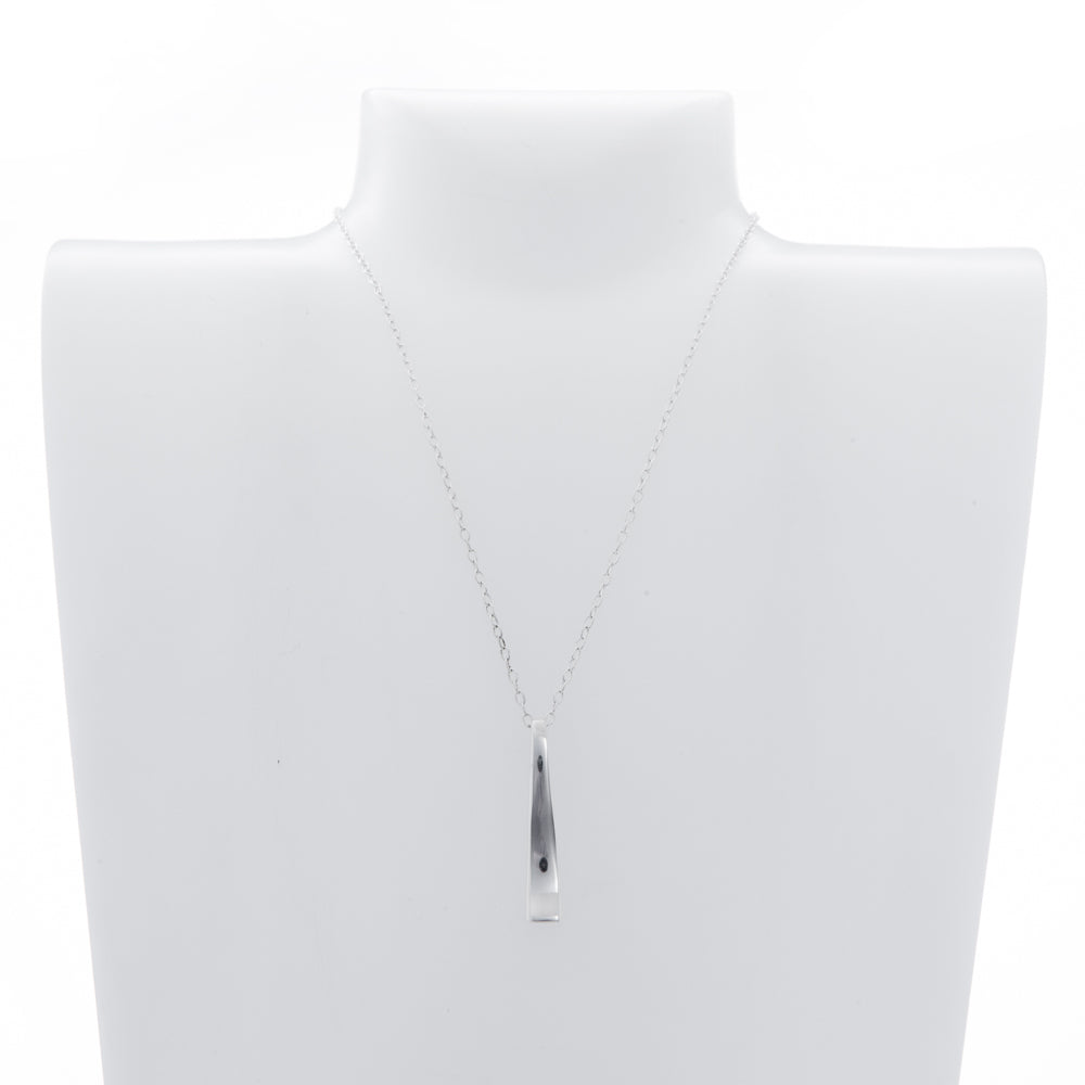 Pre-Owned Silver Curved Bar Drop 17 Inch Necklace