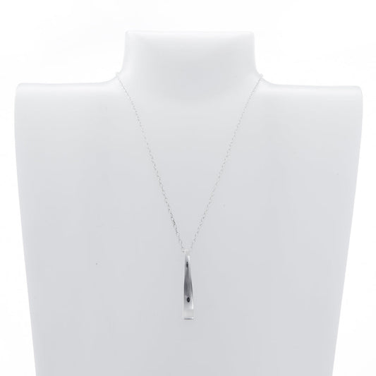 Pre-Owned Silver Curved Bar Drop 17 Inch Necklace