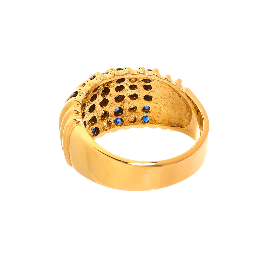 Pre-Owned Gold 7 Column Diamond Sapphire Ring