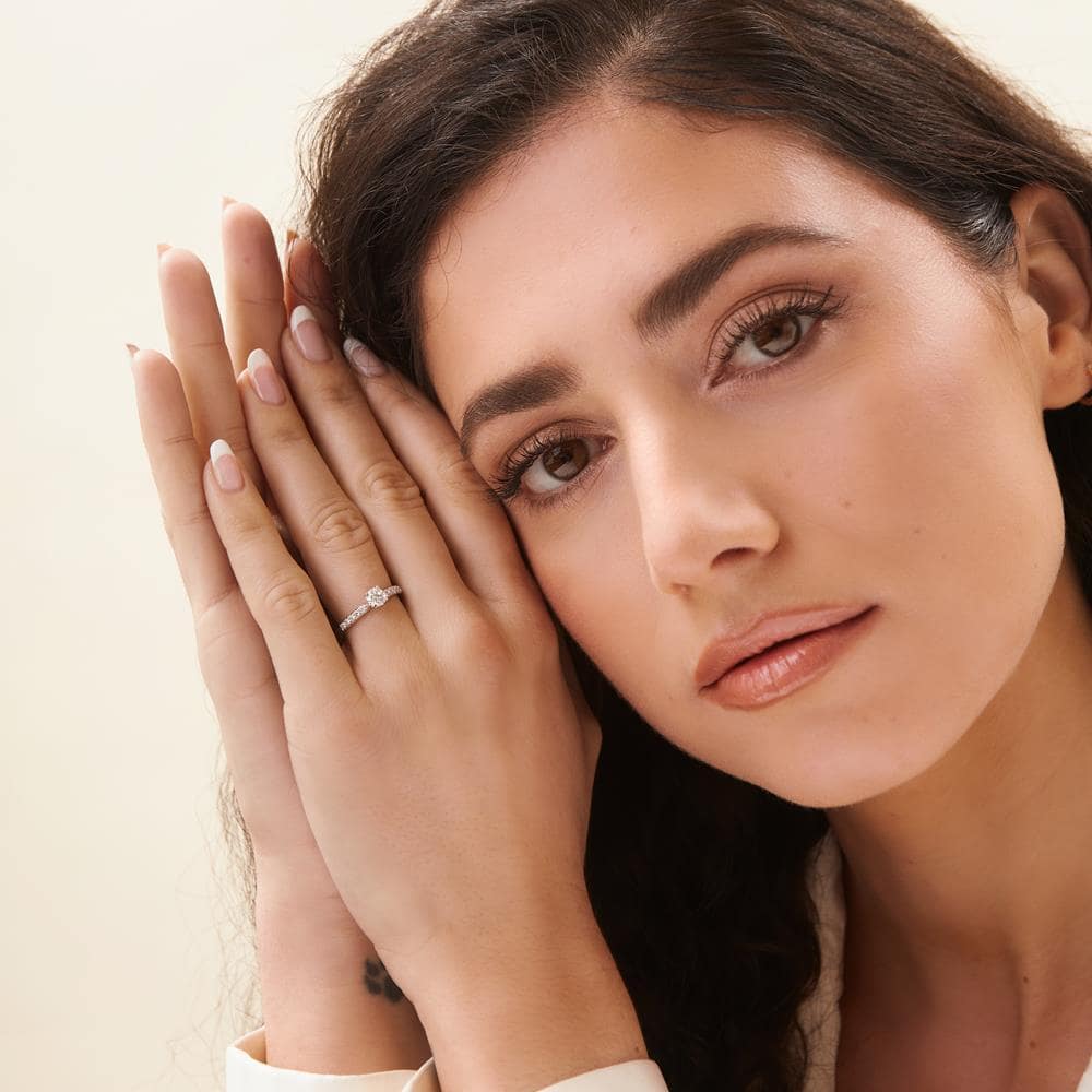 Sophia Scallop Set Shoulders 0.90ct H Diamond Ring