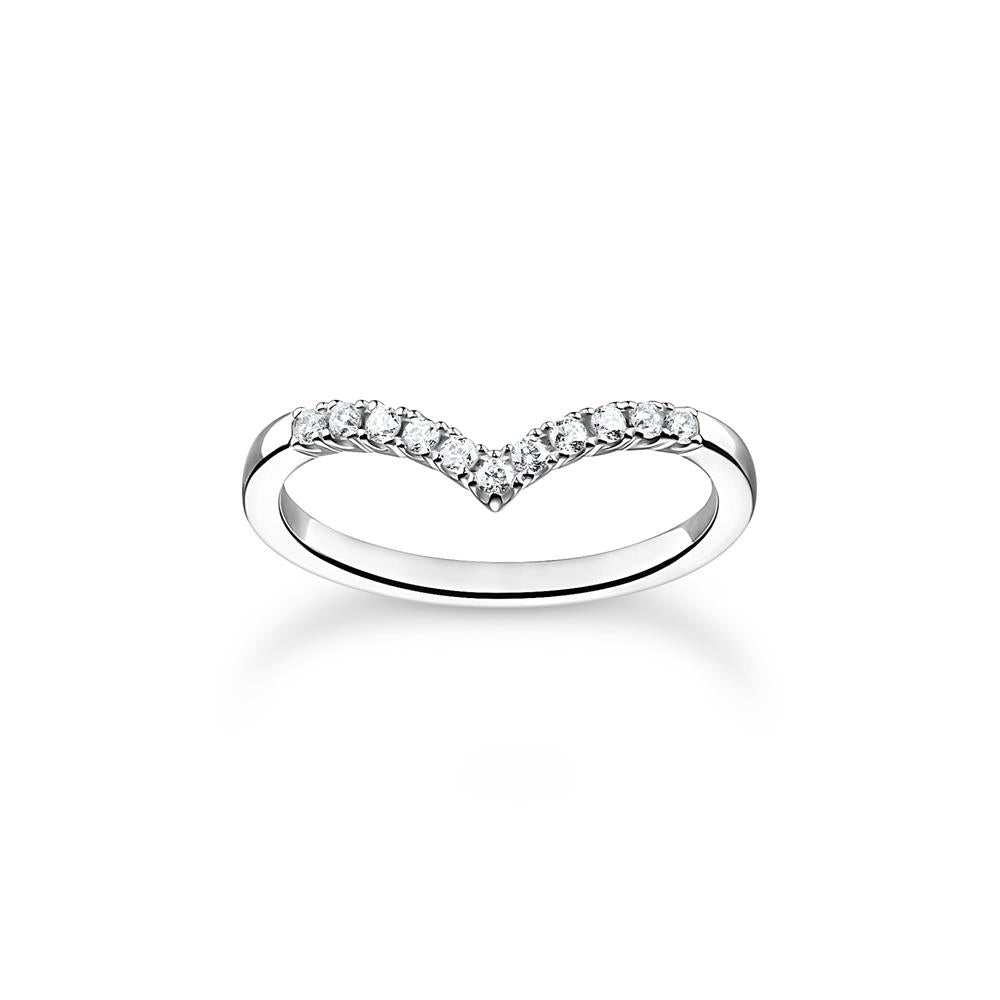 Thomas Sabo Silver V-Shape Ring CZ TR2394-051-14
