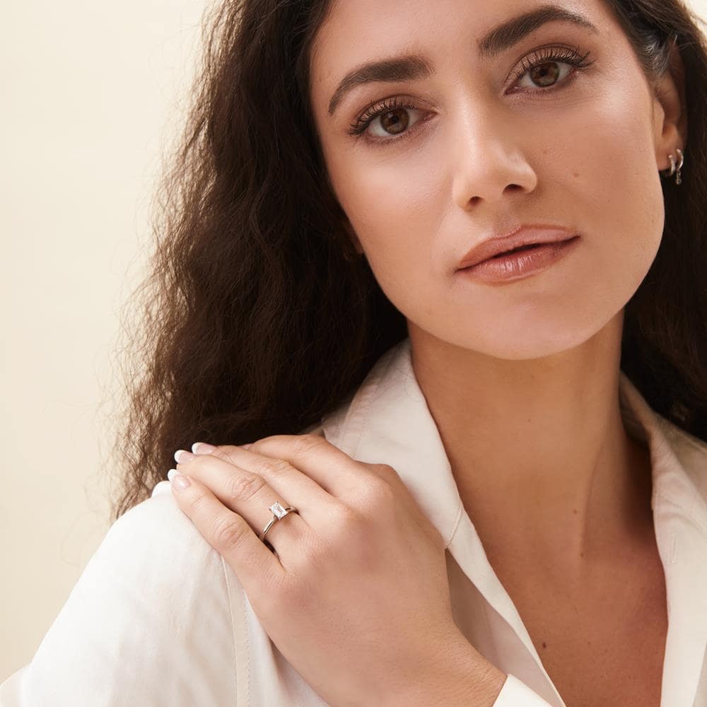 Talon Emerald Cut 0.90ct Diamond Ring