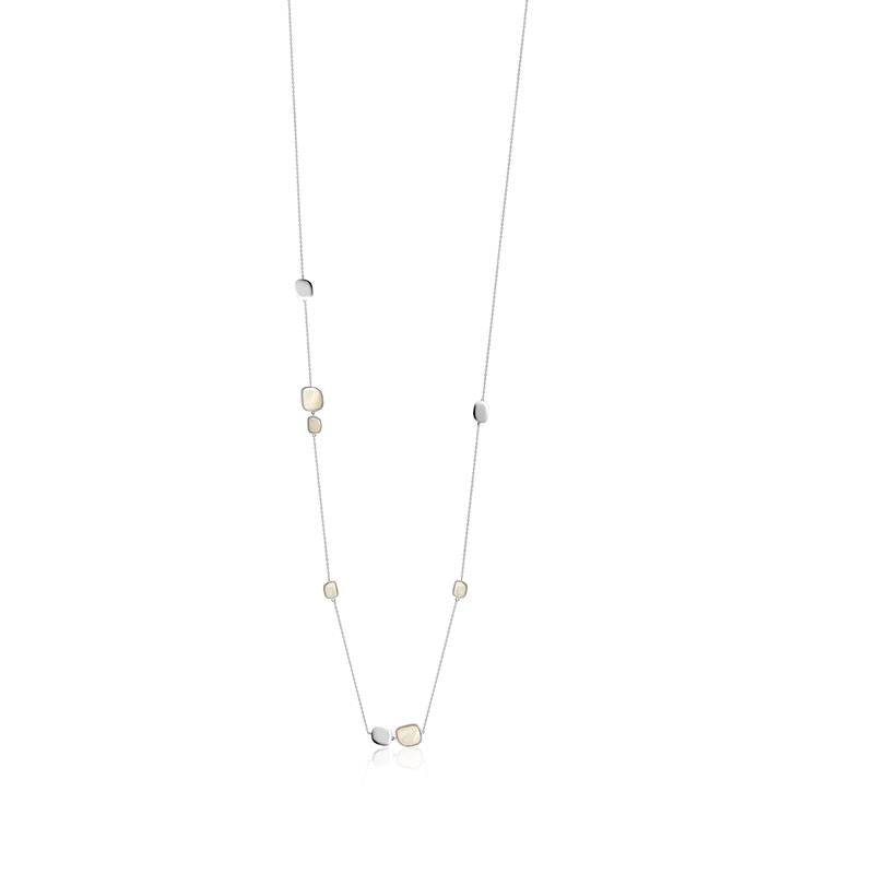 Achara Mother of Pearl Pebble Silver Long Necklace