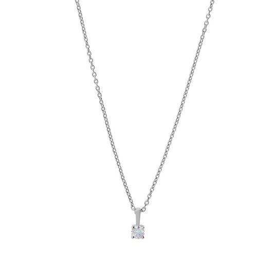 Essentials White Gold 0.10ct Single Diamond Pendant