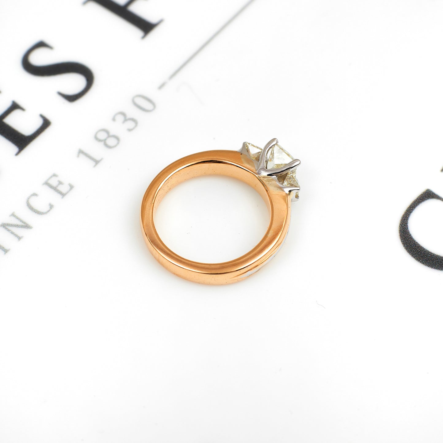 Pre-Owned 14ct 2 Tone Gold & Diamond Princess Cut Ring