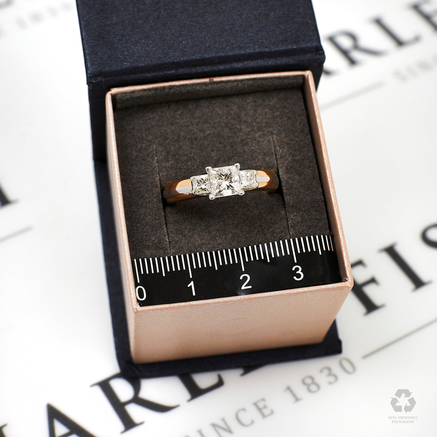 Pre-Owned 14ct 2 Tone Gold & Diamond Princess Cut Ring
