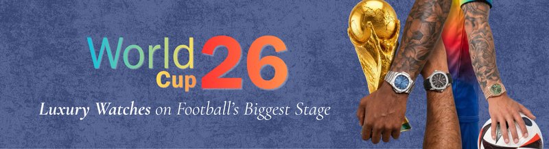 Charles Fish World Cup 26 banner featuring luxury watches on football’s biggest stage.