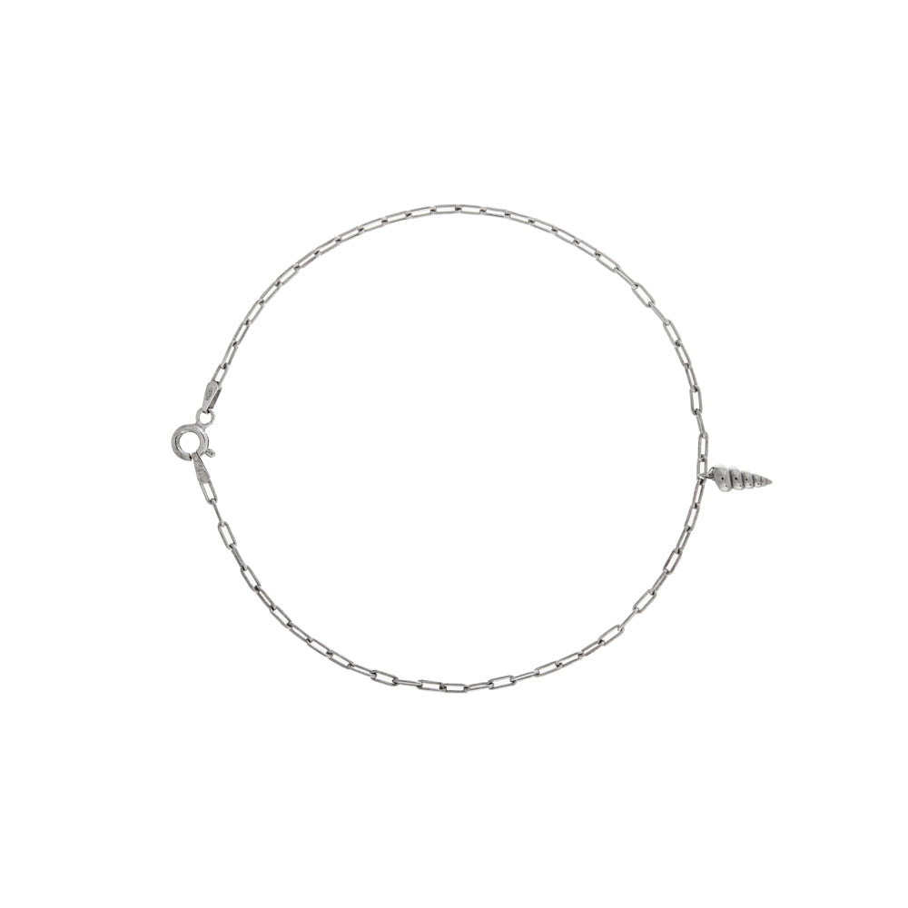 Achara Silver Paperchain Anklet Shell Charm