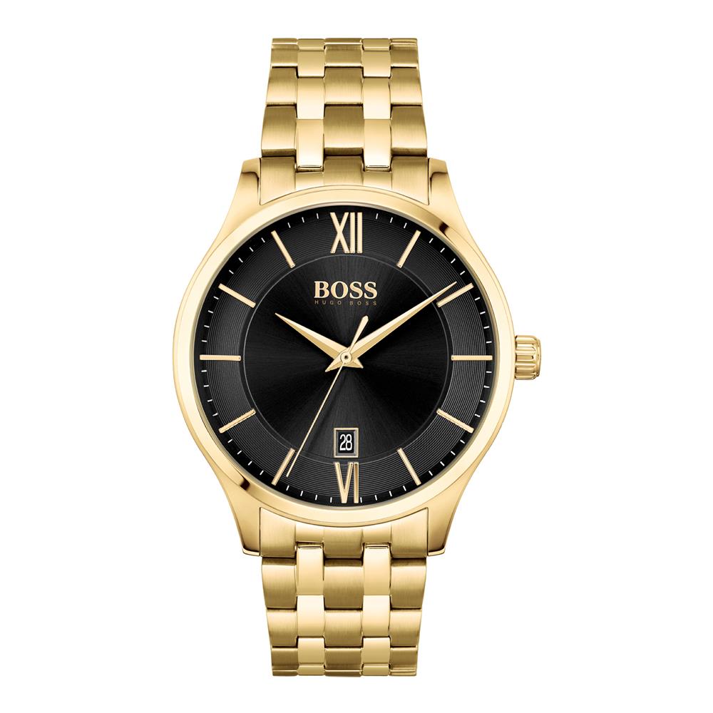 BOSS Elite Black Dial Gold Bracelet Watch 1513897