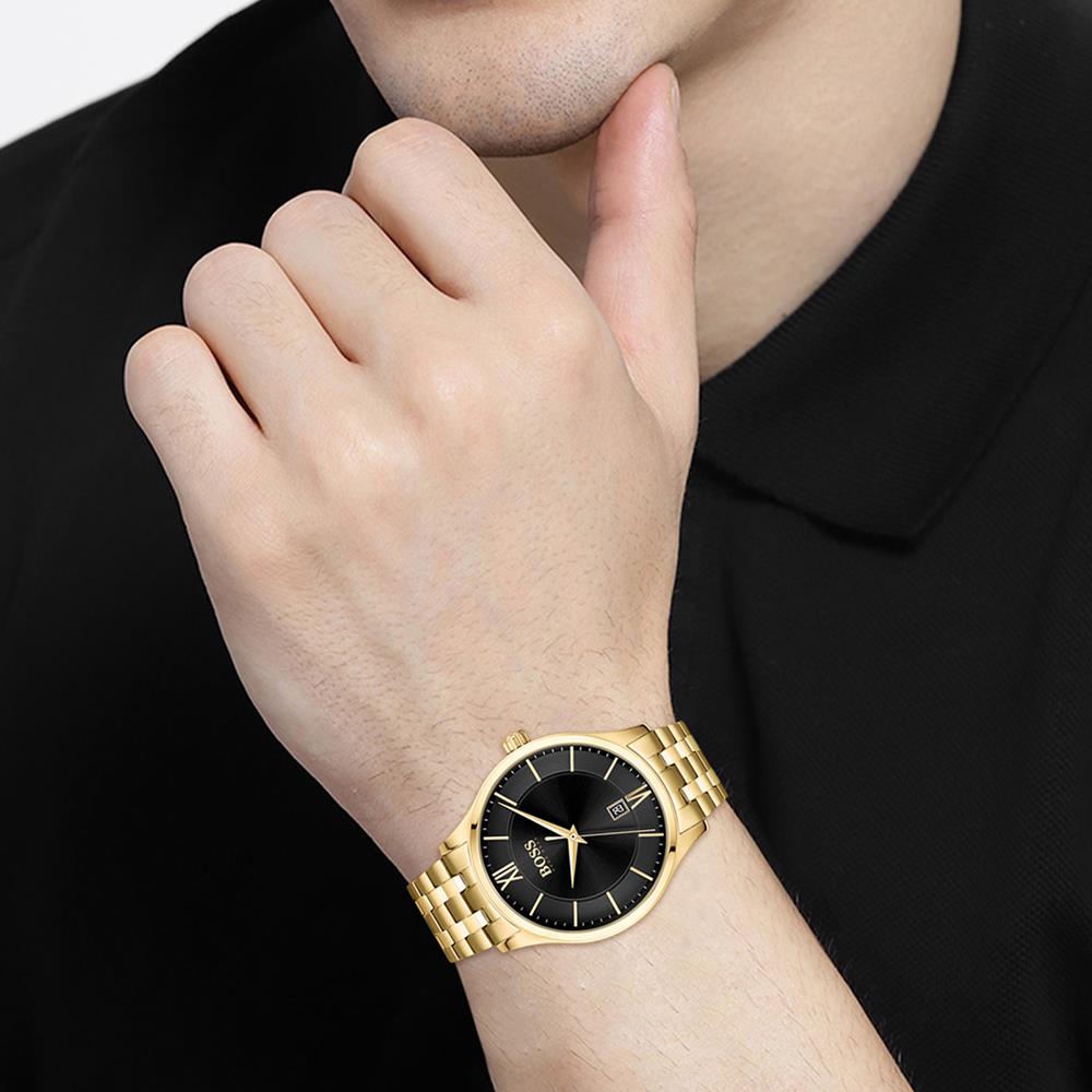 BOSS Elite Black Dial Gold Bracelet Watch 1513897