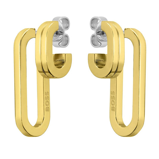BOSS Ladies Hailey Gold IP Link Earrings 1580325