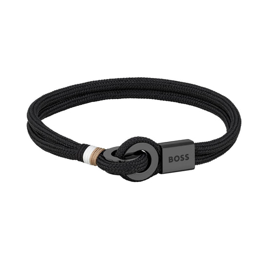 Boss Gents Thad Sport Nylon Black Cord Bracelet 1580472M