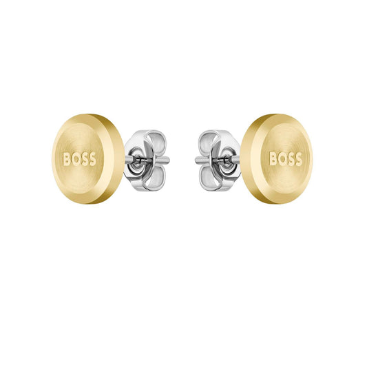 Boss Gents Yann Gold IP Circle Earrings 1580478