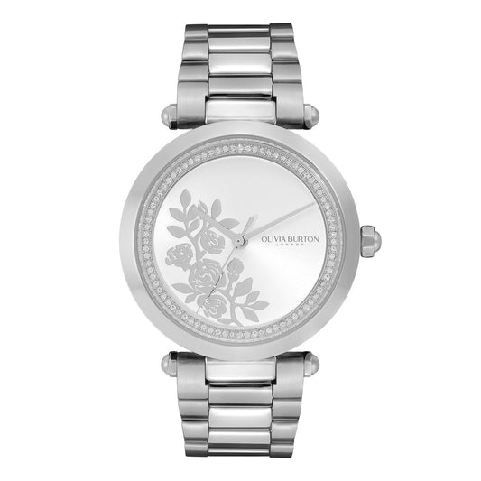 Olivia Burton Floral T-Bar Silver Watch 24000042