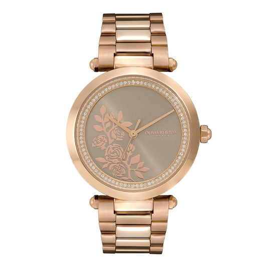 Olivia Burton Floral T-Bar Grey Gold Watch 24000044