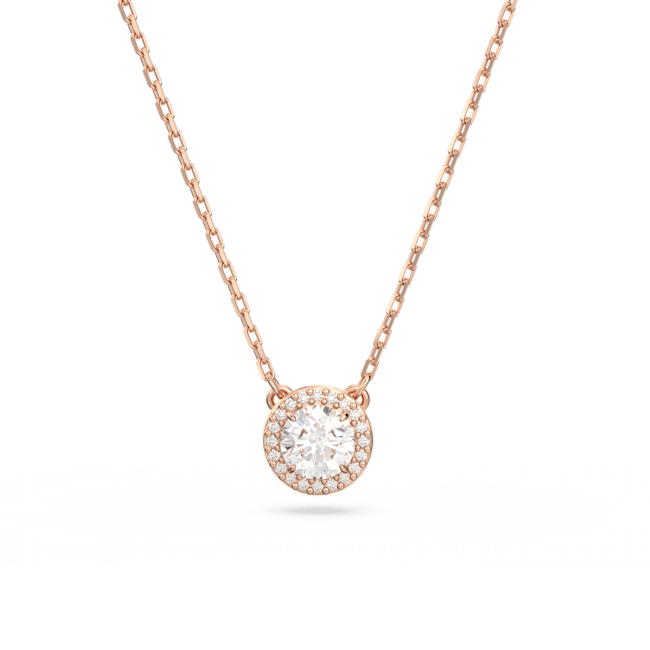 Swarovski Constella Round Pave Pendant Necklace - Rose Gold 5636272