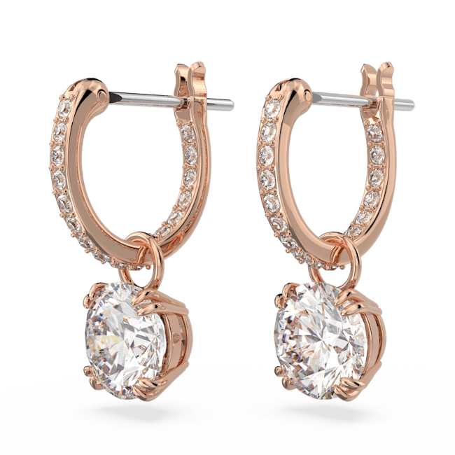 Swarovski Constella Rose Gold Drop Hoop Earrings 5639975