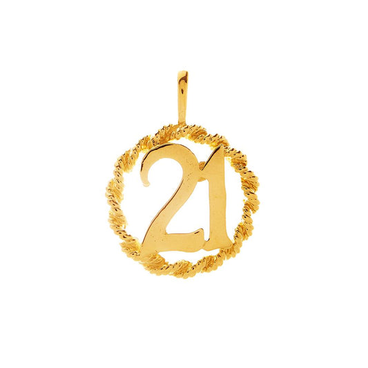 Pre-Owned 9ct Gold Twist Circle N 21 Pendant