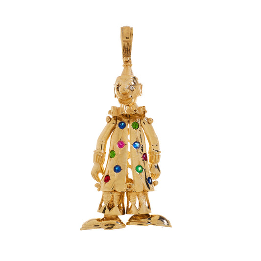 Pre-Owned 9ct Gold Colorful Zirconia Clown Pendant