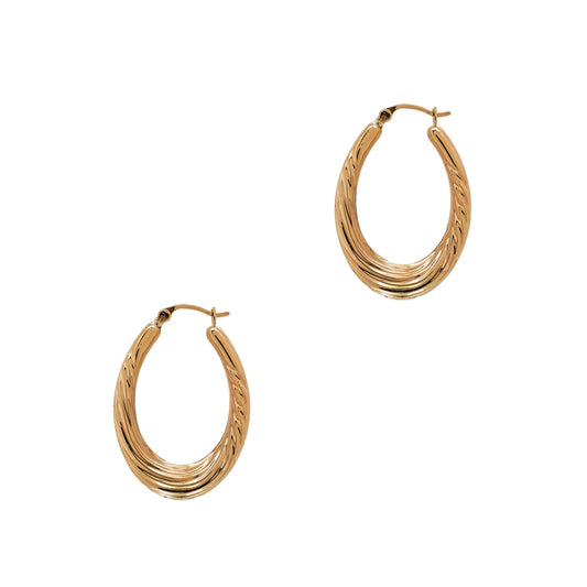 Pre-Owned 9ct Gold Horseshoe Twist Creole Hoop Earrings