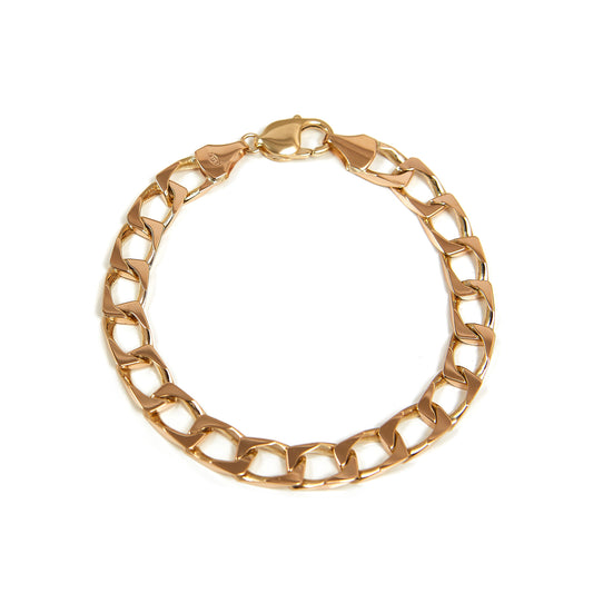 Pre-Owned Gents 9ct Yellow Gold Square Curb Chain Bracelet