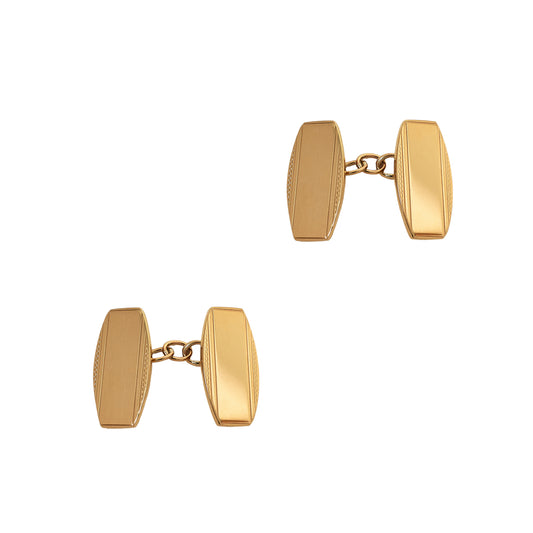 Pre-Owned 9ct Gold Classic Rectangle Chain Cufflinks