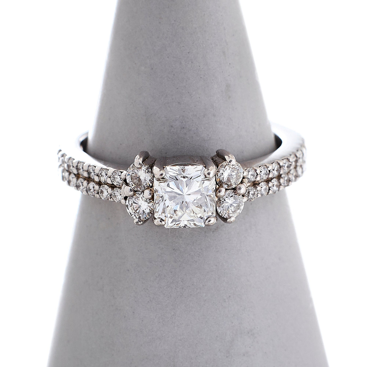 Pre-Owned White Gold Square Cluster Diamond Ring