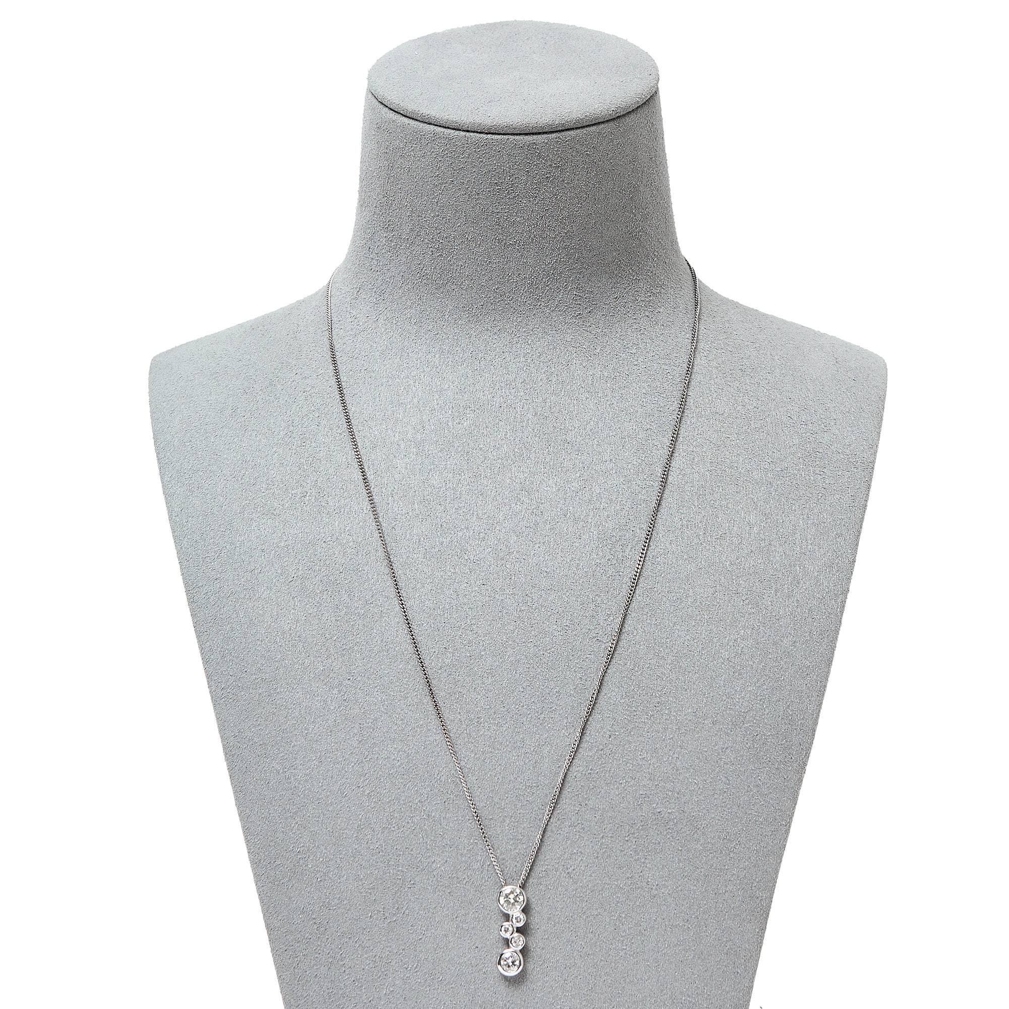 Pre-Owned White Gold 5 Diamond Drop Pendant Necklace
