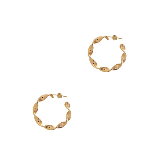 Pre-Owned 9ct Gold Twist Hoop Earrings