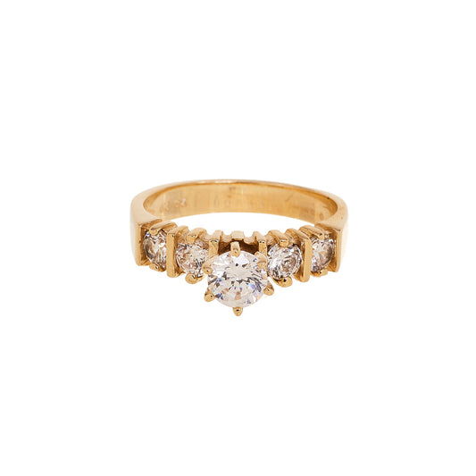 Pre-Owned 9ct Gold Zirconia Shoulder Set Ring